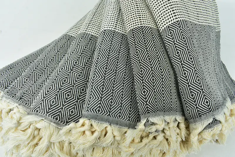 80x70 Cotton Diamond Towel, Wedding Favors, Turkish Cotton Blanket, Bachelor Gifts, Wedding Hand Made Gift, Decorative Blanket, Woven Throw Blanket - 4