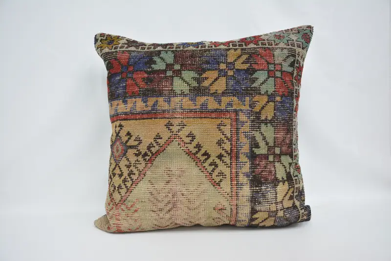 Almohada de tiro bordada marrón y bronce, almohada cuadrada vintage 32x32