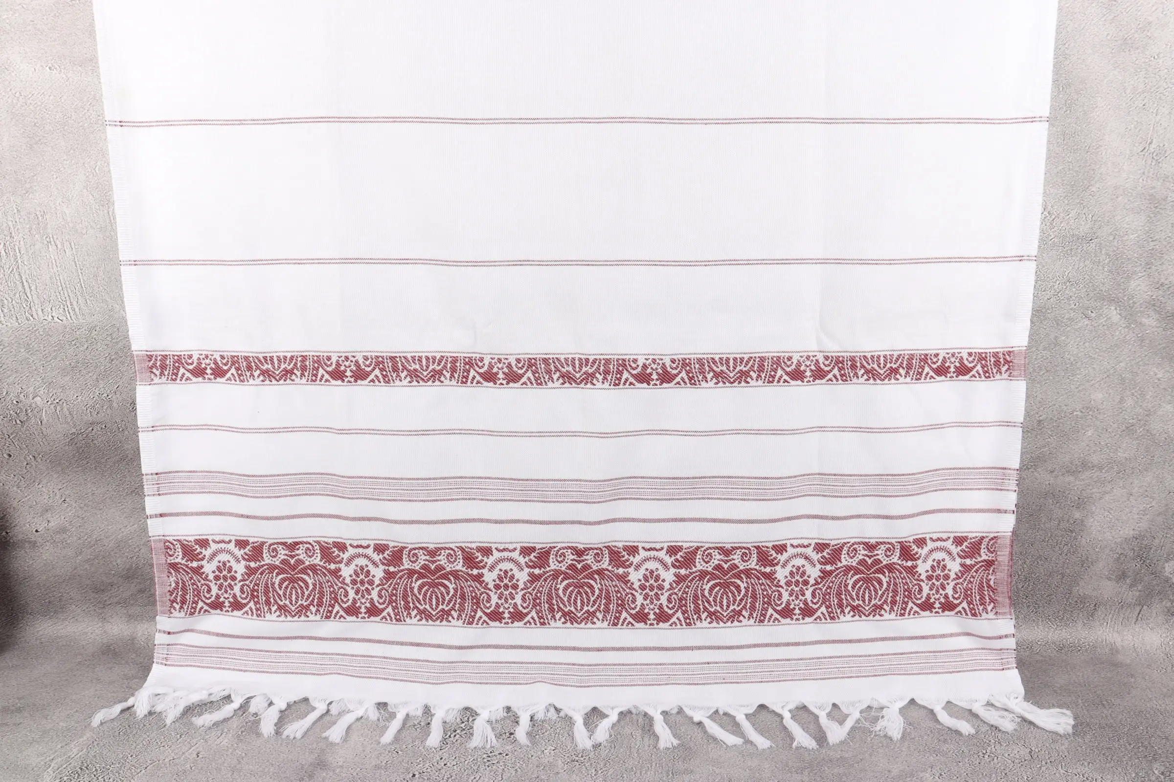 Organic Turkish Bath Towel Burgundy Patterned, 40x63 Inches - 1