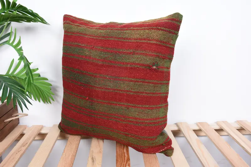 20x20 Red Pillow Sham, Pillow for Couch, Patio Cushion Cover, Gift Pillow, Ethnic Pillow Sham, Ethnical Kilim Rug Pillow, Cushion - 5