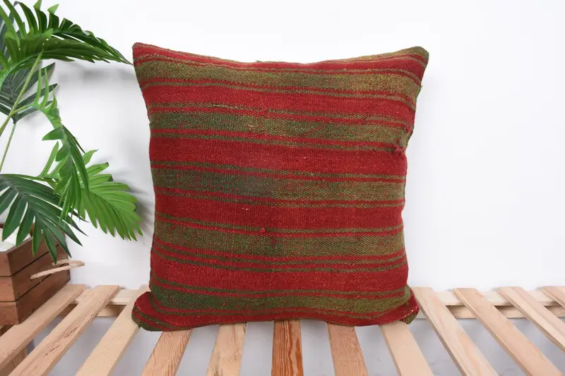 20x20 Red Pillow Sham, Pillow for Couch, Patio Cushion Cover, Gift Pillow, Ethnic Pillow Sham, Ethnical Kilim Rug Pillow, Cushion - 1