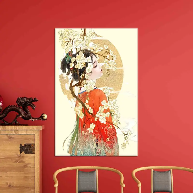 Canvas Wall Art, Japanese Geisha, Huge Canvas, Japanese Wall Art, Japanese Woman Poster, Woman Wall Art, Geisha Wall Art, Girl Room Wall Art - 3