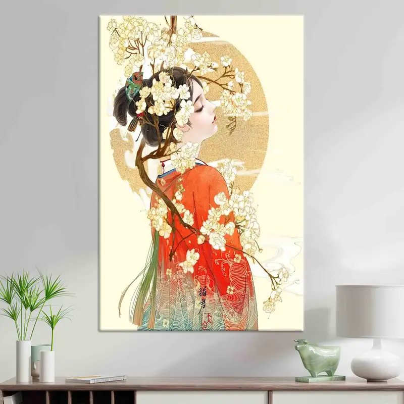 Canvas Wall Art, Japanese Geisha, Huge Canvas, Japanese Wall Art, Japanese Woman Poster, Woman Wall Art, Geisha Wall Art, Girl Room Wall Art - 4