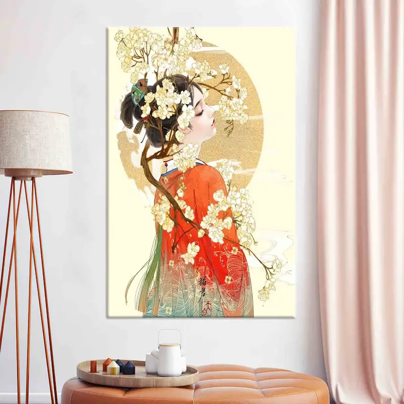 Canvas Wall Art, Japanese Geisha, Huge Canvas, Japanese Wall Art, Japanese Woman Poster, Woman Wall Art, Geisha Wall Art, Girl Room Wall Art - 1