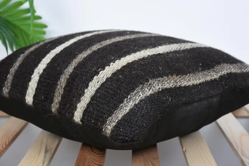 Handwoven Pillow Cover, Accent Throw Pillow Sham, 18x18 Brown Pillow, Vintage Kilim Pillow, Turkish Kilim Pillow, Boho Pillow Sham Cover, Pillow - 6