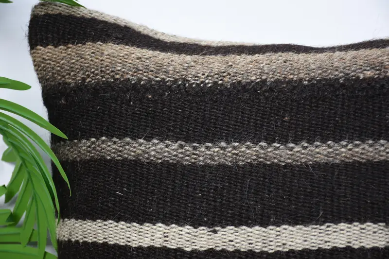Handwoven Pillow Cover, Accent Throw Pillow Sham, 18x18 Brown Pillow, Vintage Kilim Pillow, Turkish Kilim Pillow, Boho Pillow Sham Cover, Pillow - 2
