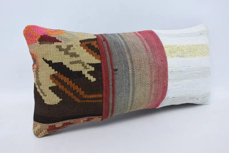 Turkish Pillow, Pillow for Sofa, Vintage Kilim Pillow Pillow Case, Pillow Cover, Boho Pillow, Designer Throw Pillow, 12x24 White Pillow Sham - 3