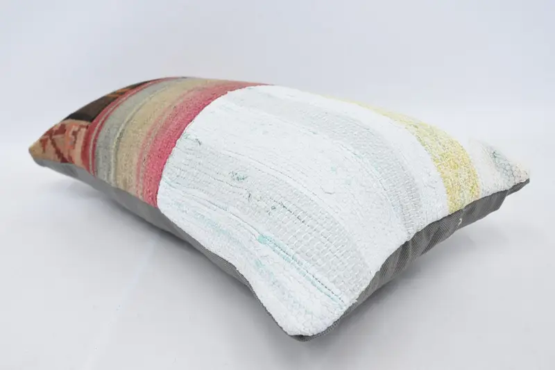 Turkish Pillow, Pillow for Sofa, Vintage Kilim Pillow Pillow Case, Pillow Cover, Boho Pillow, Designer Throw Pillow, 12x24 White Pillow Sham - 5