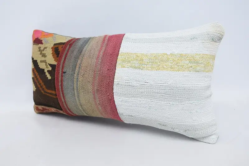 Turkish Pillow, Pillow for Sofa, Vintage Kilim Pillow Pillow Case, Pillow Cover, Boho Pillow, Designer Throw Pillow, 12x24 White Pillow Sham - 4