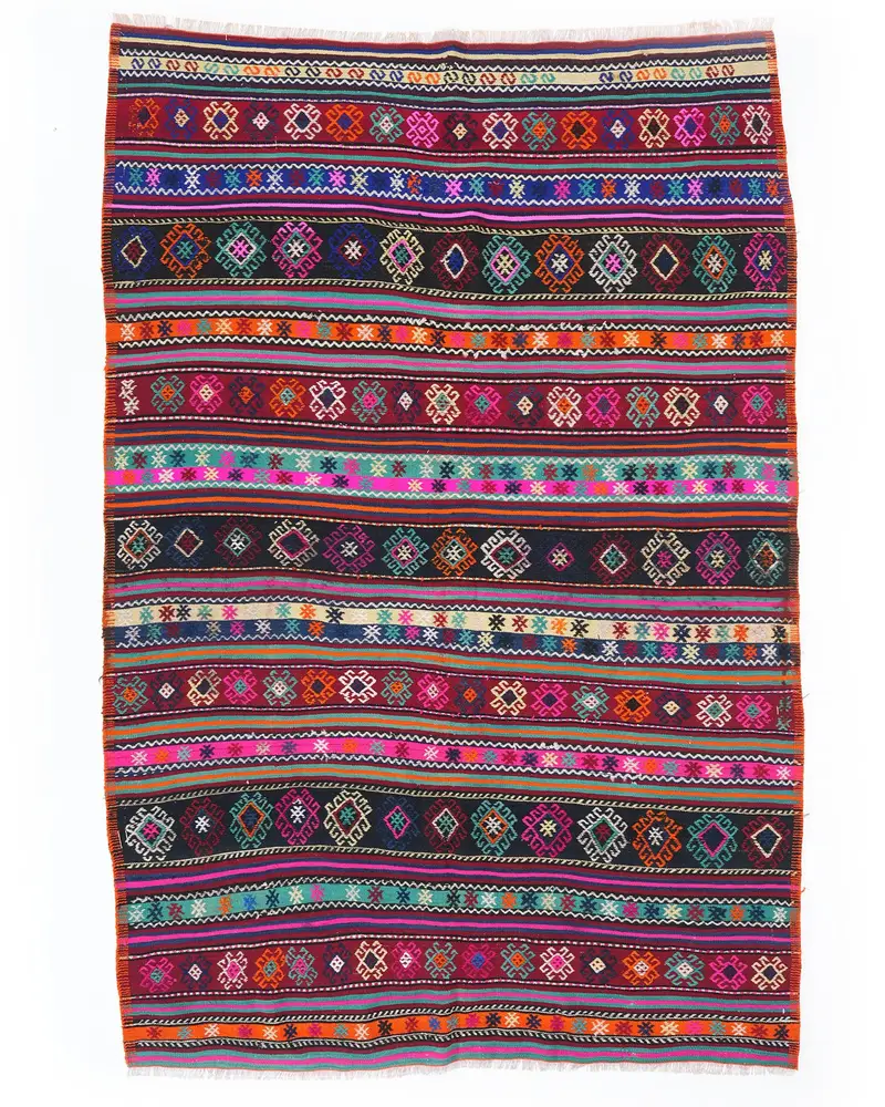 Siyah, Gökkuşağı Halı 5,5x8,8 ft, Modern Şık