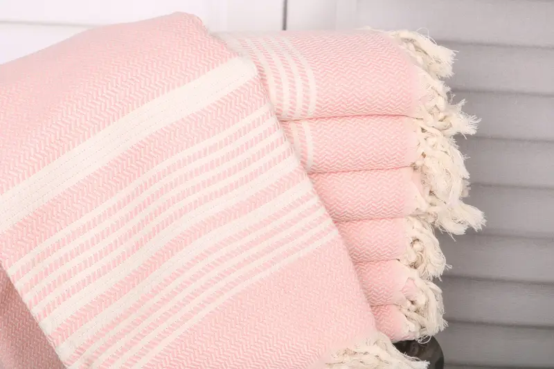 Coral Cotton Towel Striped, Bachelorette Gift, Home Gift, 40x71 Inches