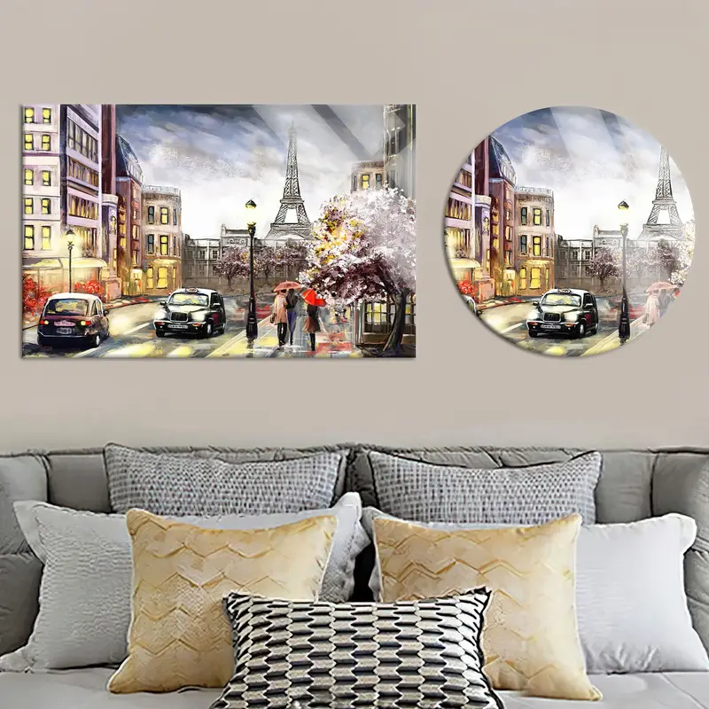 プリントキャンバス: エッフェル塔のあるエレガントなパリの街並み