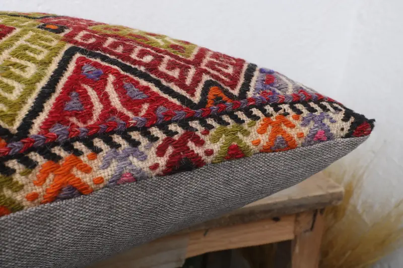 Tribal Pillow Case, Interior Designer Pillow, Cushion Case, Kilim Rug Pillow Sham, 16x16 Green Pillow Case, Boho Pillow, Kilim Pillow Cover - 6