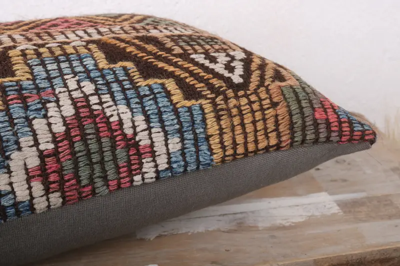 Throw Kilim Pillow, Shabby Chic Pillow Sham, 12x24 Brown Pillow Sham, Garden Cushion, Pillow for Sofa, Kilim Pillow Cover, Cushion Case - 6