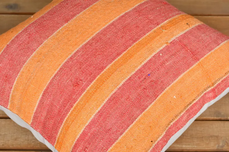 Turkish Corner Pillow, Rustic Pillow Sham, Interior Designer Pillow, Boho Pillow Sham Cover, 16x16 Red Pillow, Turkish Kilim Pillow, Cushion - 3