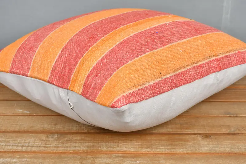 Turkish Corner Pillow, Rustic Pillow Sham, Interior Designer Pillow, Boho Pillow Sham Cover, 16x16 Red Pillow, Turkish Kilim Pillow, Cushion - 4