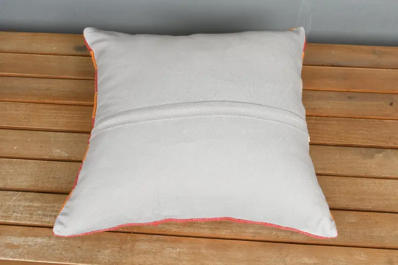 Turkish Corner Pillow, Rustic Pillow Sham, Interior Designer Pillow, Boho Pillow Sham Cover, 16x16 Red Pillow, Turkish Kilim Pillow, Cushion - 5