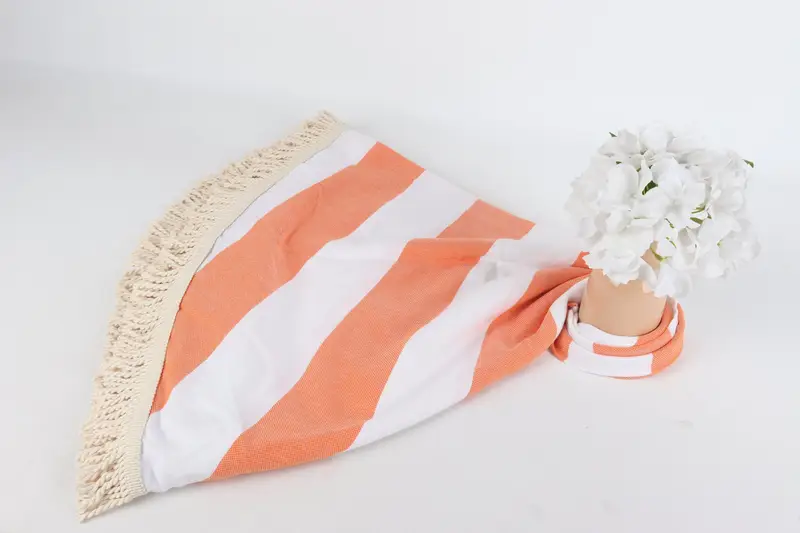 Beach Towel Bulk, Peshtemal Towel, Beach Towel Personalized, Thin towel, Employee Gifts, Personalized Wedding Gift, 64x64 Cotton Striped Round Towel - 6