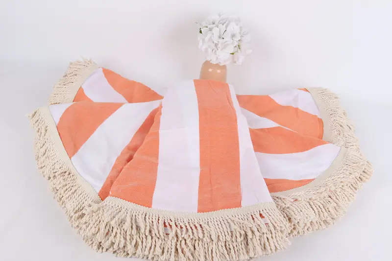 Beach Towel Bulk, Peshtemal Towel, Beach Towel Personalized, Thin towel, Employee Gifts, Personalized Wedding Gift, 64x64 Cotton Striped Round Towel - 2