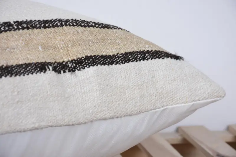 Seat Pillow Cover, Throw Kilim Pillow, Cushion Case, Turkish Kilim Pillow, 24x24 Beige Cushion Case, Indoor Pillow Sham, Vintage Pillow - 7