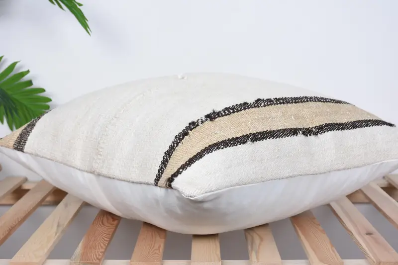 Seat Pillow Cover, Throw Kilim Pillow, Cushion Case, Turkish Kilim Pillow, 24x24 Beige Cushion Case, Indoor Pillow Sham, Vintage Pillow - 6
