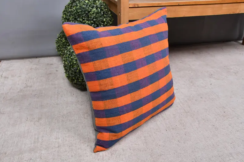 Turkish Kilim Pillow, Comfy Throw Pillow, Pillow, Vintage Throw Pillow Case, 20x20 Orange Pillow Sham, Vintage Pillow, Boho Pillow - 5
