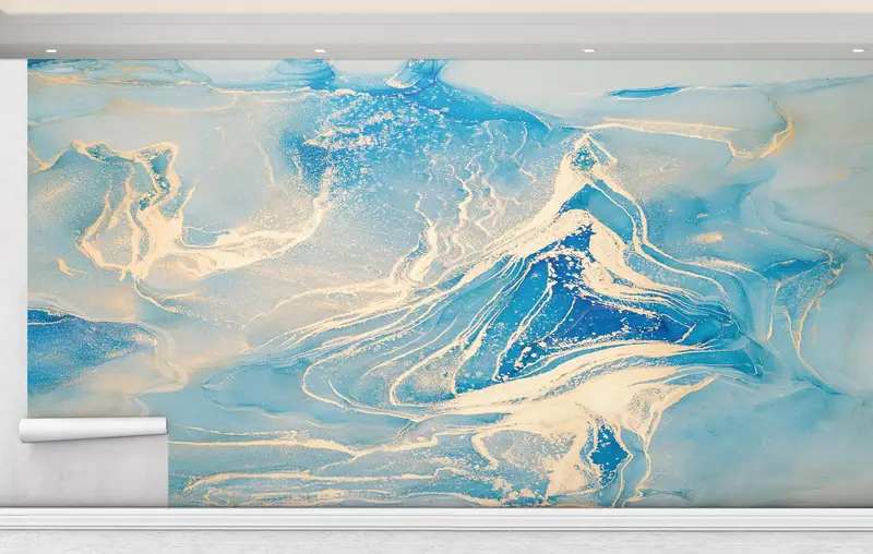 Zarif Baskılı Lüks Mermer Duvar Kağıdı: Altın Pırıltılı Tasarım