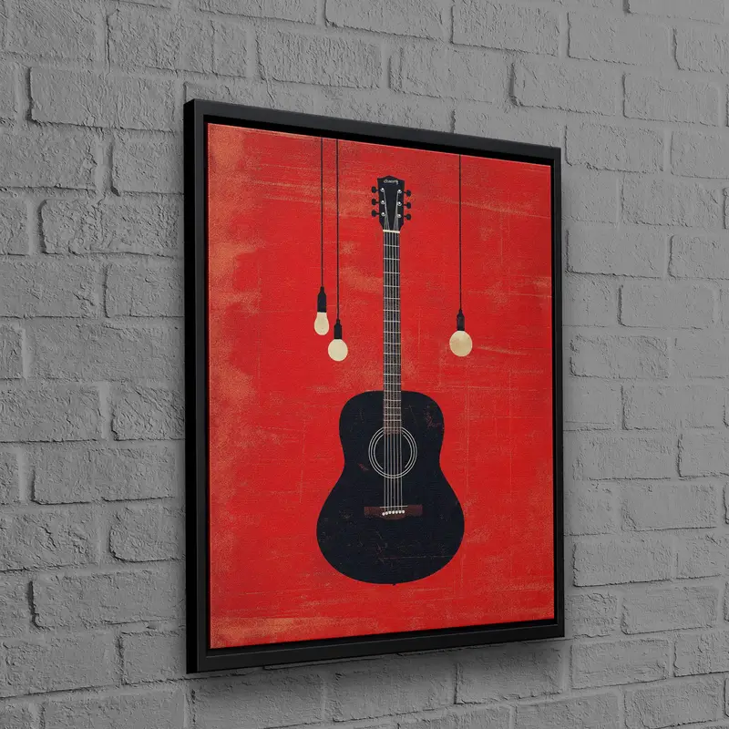 Modern Kırmızı Soyut Caz Müzik Kanvası - Gitariste Kişiselleştirilmiş Hediye