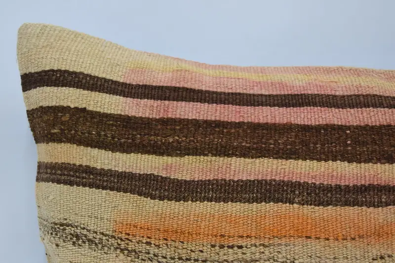 Vintage Kilim Throw Pillow, 16x36 Beige Pillow Cover, Antique Pillows, Boho Throw Pillow Sham, Ethnical Kilim Rug Pillow, Pillow Cover - 2