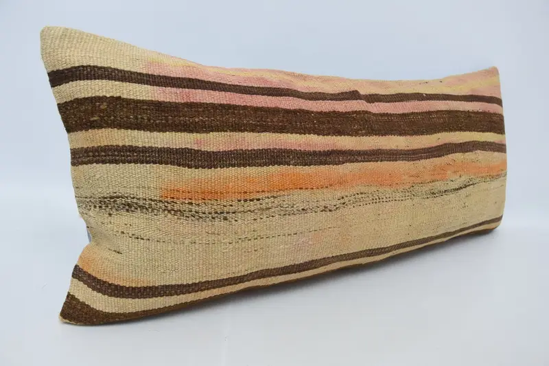 Vintage Kilim Throw Pillow, 16x36 Beige Pillow Cover, Antique Pillows, Boho Throw Pillow Sham, Ethnical Kilim Rug Pillow, Pillow Cover - 3