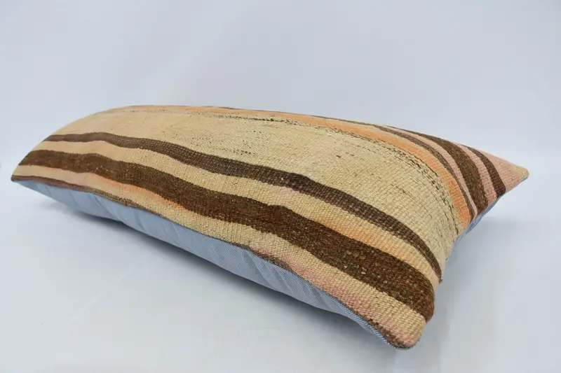Vintage Kilim Throw Pillow, 16x36 Beige Pillow Cover, Antique Pillows, Boho Throw Pillow Sham, Ethnical Kilim Rug Pillow, Pillow Cover - 5