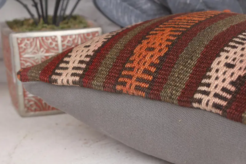 Pillow for Sofa, 12x12 Red Pillow Cover, Vintage Kilim Throw Pillow, Ethnical Kilim Rug Pillow, Cushion Case, Office Chair Cushion Cover - 7