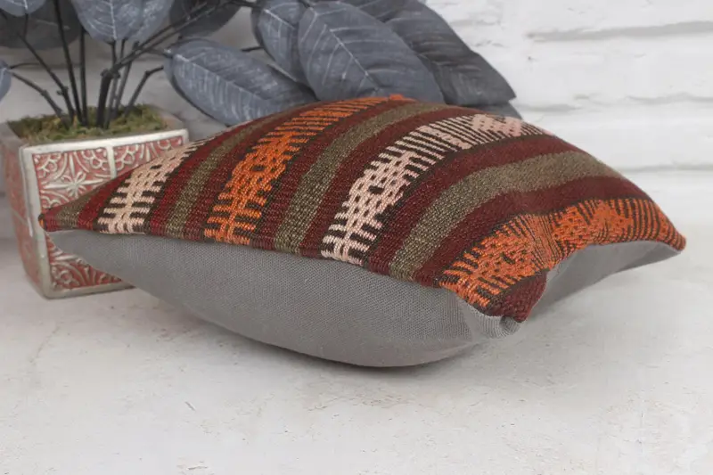 Pillow for Sofa, 12x12 Red Pillow Cover, Vintage Kilim Throw Pillow, Ethnical Kilim Rug Pillow, Cushion Case, Office Chair Cushion Cover - 6