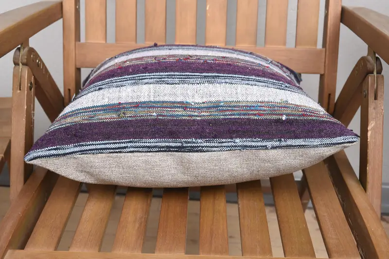 Ethnical Kilim Rug Pillow, Knitted Pillow, Boho Throw Cushion Case, 16x16 White Cushion, Boho Pillow Sham Cover, Cushion, Pillow for Sofa - 5