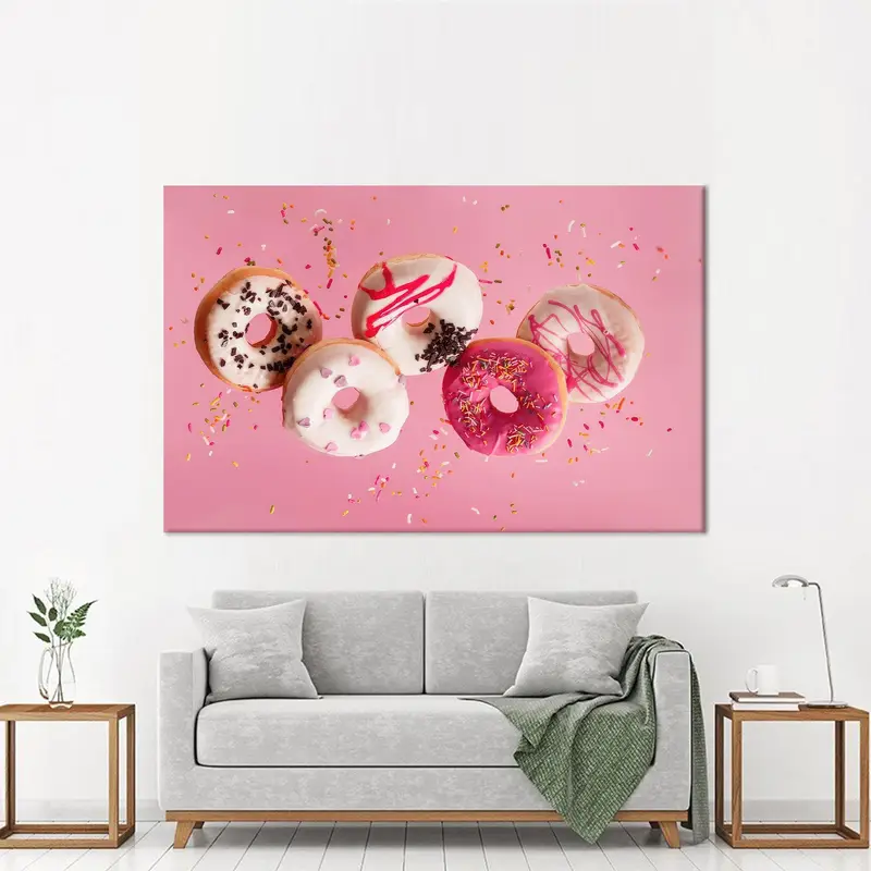 Elegante rosa Donuts-Küchenleinwand – bedruckte Wandkunst