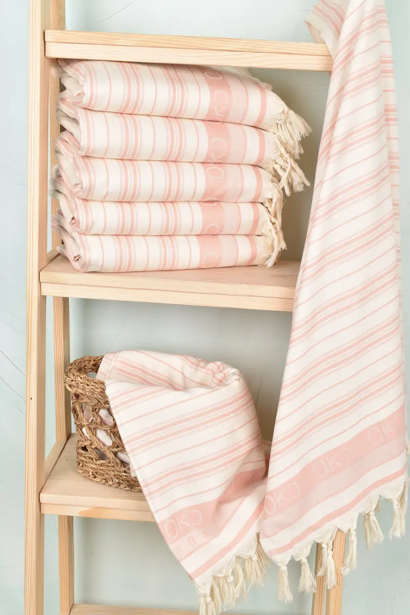 70x40 Cotton Striped Towel, Sand-free peshtemal towel for the beach, Handmade Gift, Quick-Dry Beach Towel, Turkish towel, Personalized Gift For Her - 3