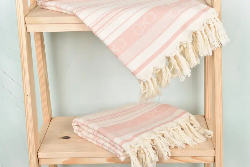 70x40 Cotton Striped Towel, Sand-free peshtemal towel for the beach, Handmade Gift, Quick-Dry Beach Towel, Turkish towel, Personalized Gift For Her - 5