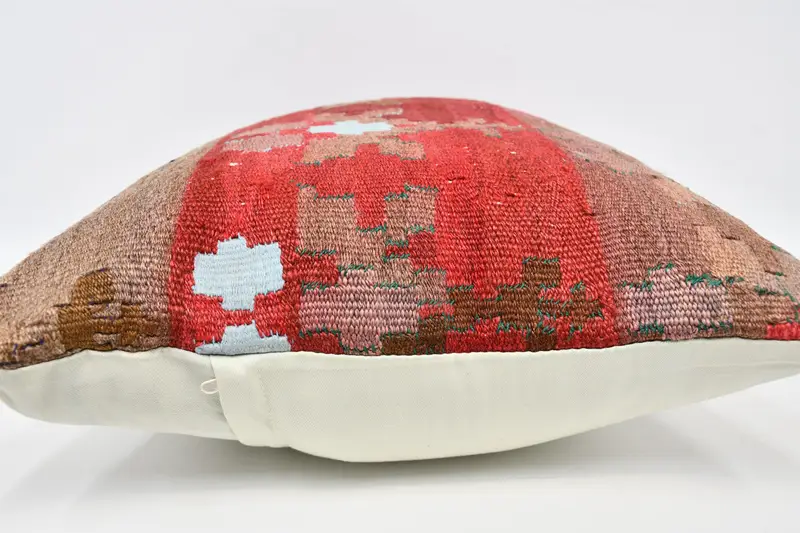 Sustainable Pillow Cover, Decorative Pillow, Home Decor Pillow, Oriental Cushion, Pillow Sham, Kilim Pillow, 20x28 Red Cushion, Turkish Kilim Pillow - 5