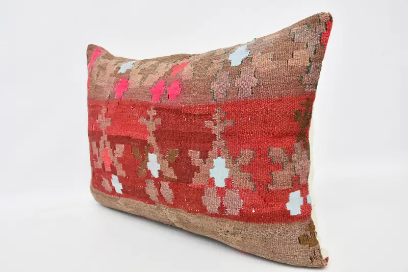 Sustainable Pillow Cover, Decorative Pillow, Home Decor Pillow, Oriental Cushion, Pillow Sham, Kilim Pillow, 20x28 Red Cushion, Turkish Kilim Pillow - 4