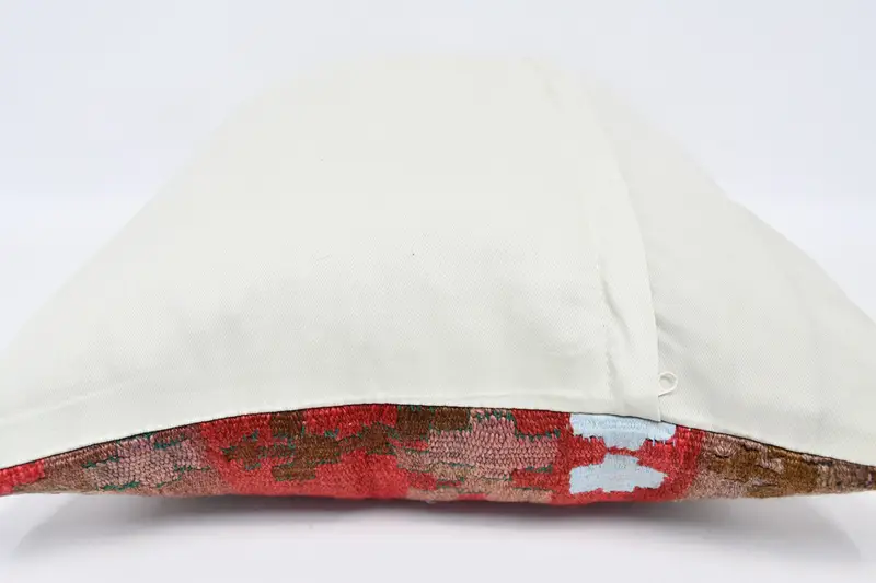 Sustainable Pillow Cover, Decorative Pillow, Home Decor Pillow, Oriental Cushion, Pillow Sham, Kilim Pillow, 20x28 Red Cushion, Turkish Kilim Pillow - 6