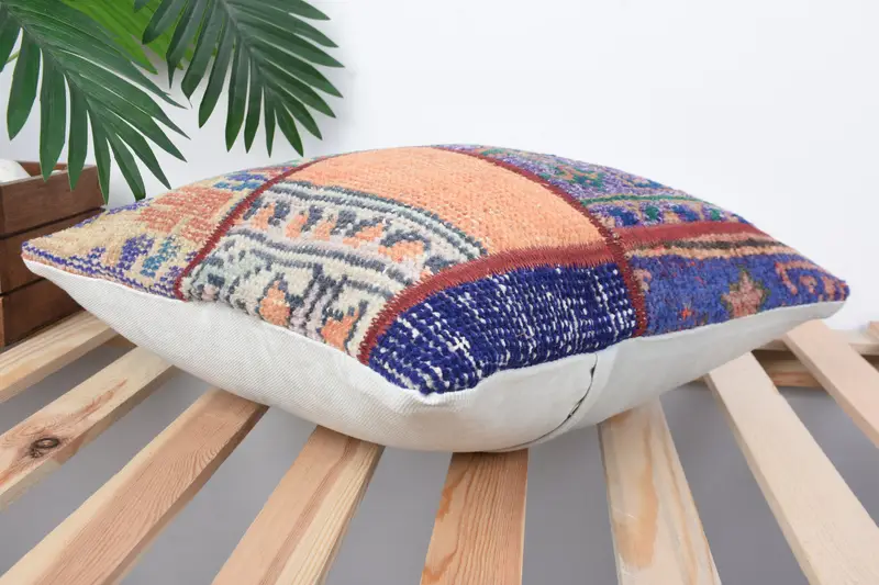 Retro Cushion Case, Cushion Cover, Antique Pillows, Accent Cushion, Turkish Kilim Pillow, Seat Pillow Case, 16x16 Red Cushion, Vintage Kilim Pillow - 6