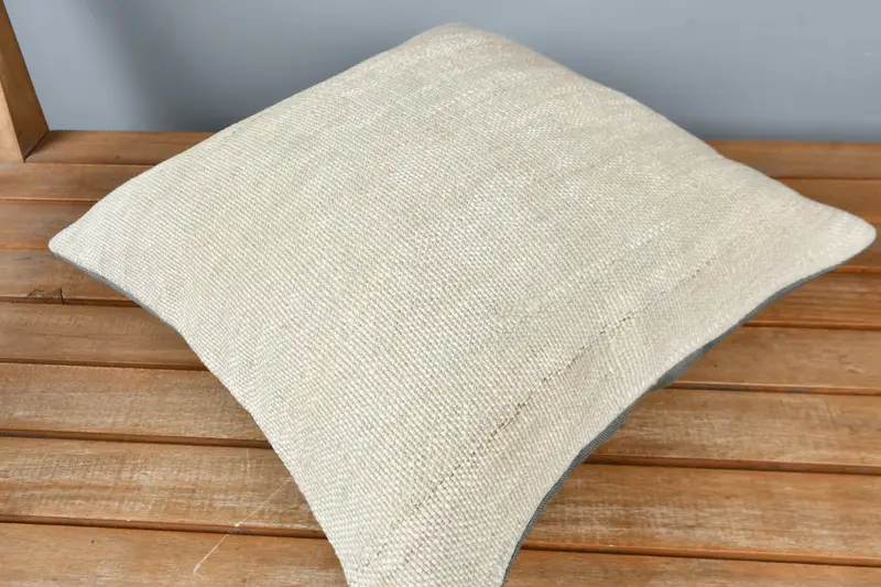 Vintage Kilim Throw Pillow, Handmade Kilim Cushion, Interior Designer Pillow, 16x16 Beige Pillow, Pastel Pillow Cover, Pillow - 2