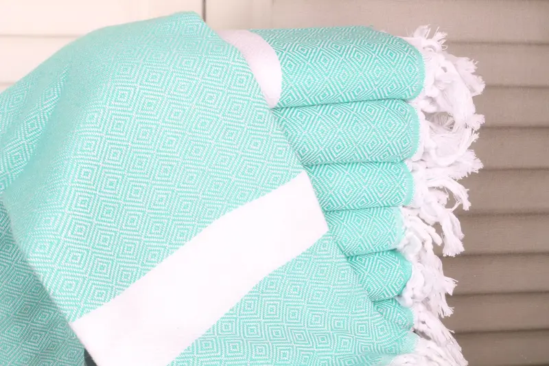 Beach Towel Personalized Benetton Green Cotton, 40x71 Inches