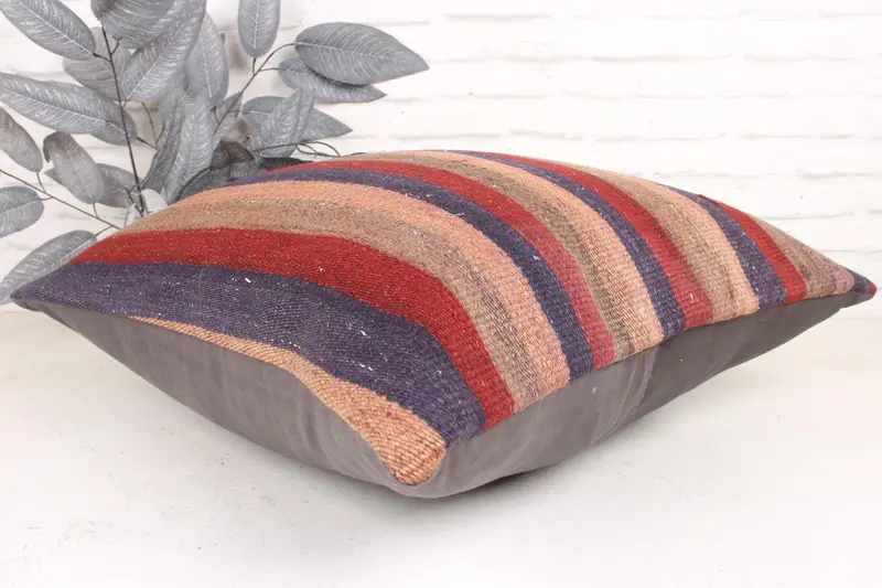Office Chair Cushion Case, 24x24 Red Cushion, Home Decor Pillow, Vintage Kilim Throw Pillow, Outdoor Bolster Cushion Case, Pillow Sham, Boho Pillow - 6