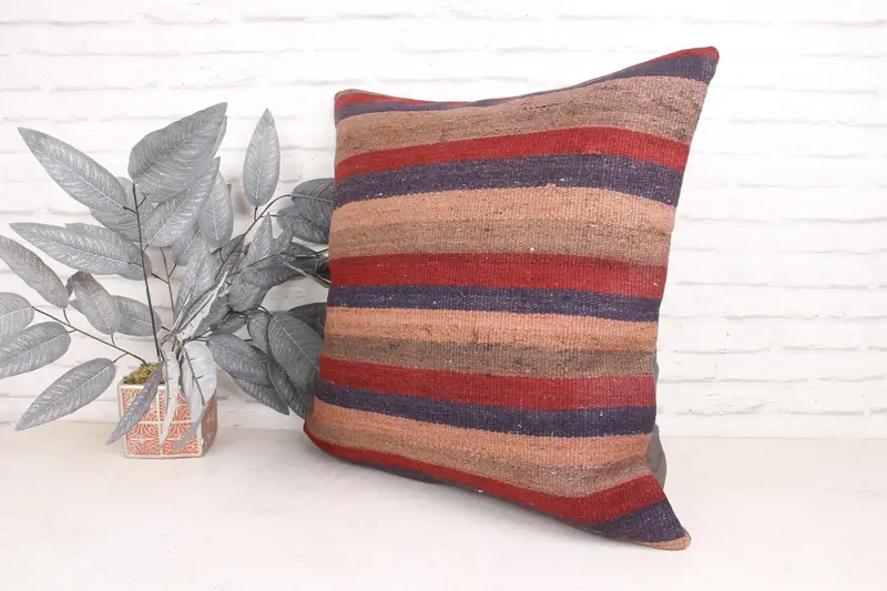 Office Chair Cushion Case, 24x24 Red Cushion, Home Decor Pillow, Vintage Kilim Throw Pillow, Outdoor Bolster Cushion Case, Pillow Sham, Boho Pillow - 4