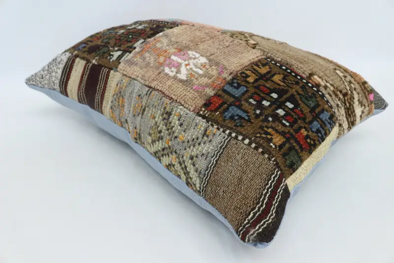 Turkish Pillow, Pillow, Interior Designer Pillow, Customized Pillow, Knitted Pillow Case, 16x24 Brown Cushion Cover, Handmade Kilim Cushion - 6