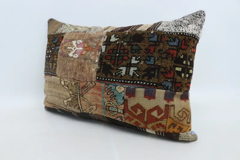 Turkish Pillow, Pillow, Interior Designer Pillow, Customized Pillow, Knitted Pillow Case, 16x24 Brown Cushion Cover, Handmade Kilim Cushion - 4