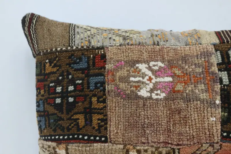 Turkish Pillow, Pillow, Interior Designer Pillow, Customized Pillow, Knitted Pillow Case, 16x24 Brown Cushion Cover, Handmade Kilim Cushion - 2