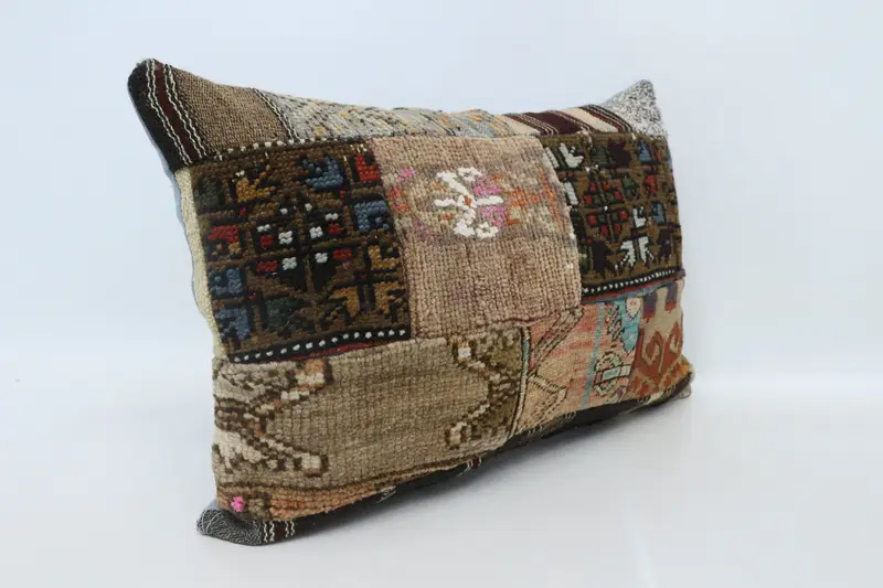 Turkish Pillow, Pillow, Interior Designer Pillow, Customized Pillow, Knitted Pillow Case, 16x24 Brown Cushion Cover, Handmade Kilim Cushion - 3
