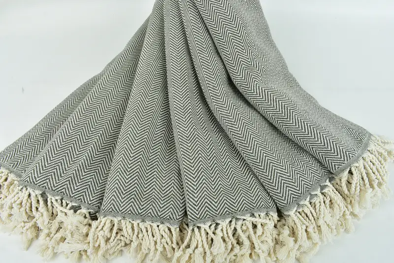 Gift For Him, Embroidered Towel, 70x40 Cotton Herringbone Towel, Fringed Turkish peshtemal beach towel USA, Personalize Gift, Soft towel - 4